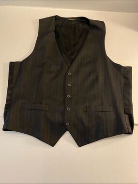 Men's Dark Pinstripe Dress Vest - Classic Formal Waistcoat